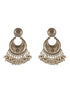 Oxidised Silver Lookalike Pearl Beaded Tribal Lightweight Chandbali Earrings