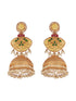 Gold Toned Pearl Beaded Fusion Statement Lightweight Designer Jhumka Earrings