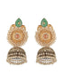 Dual Toned Gold & Oxidised Pearl Beaded Designer Lightweight Large Jhumka Earrings