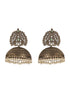 Silver Oxidised Pearl Beaded Filigree Tribal Large Jhumka Earrings