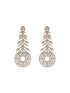 Silver Toned AD Zircon Studded Designer Spiral Long Earrings