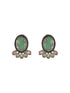 Silver Oxidised Mint Stone Studded Floral Designer Long Haram Necklace Jewellery Set