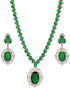 Silver Rhodium Plated Emerald Green Cubic Zirconia Designer Bridal Pendant Jewellery Set