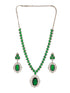 Silver Rhodium Plated Emerald Green Cubic Zirconia Designer Bridal Pendant Jewellery Set