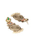 Silver Oxidised Kundan Studded & Enamelled Fusion Statement Long Earrings