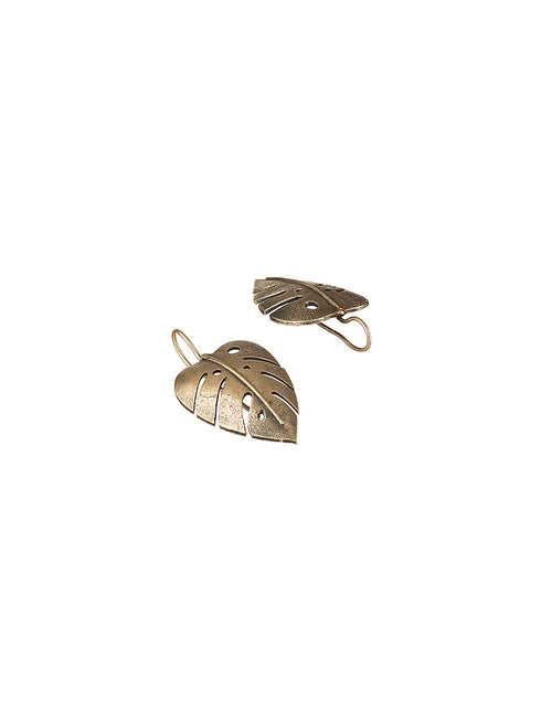 Oxidised Silver Lookalike Leaf Shaped Tribal Lightweight Fishhook Earrings