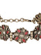 Silver Oxidised Toned Red Stone Studded Floral Tribal Minimal Adjustable Bracelet