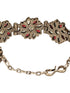 Silver Oxidised Toned Red Stone Studded Floral Tribal Minimal Adjustable Bracelet