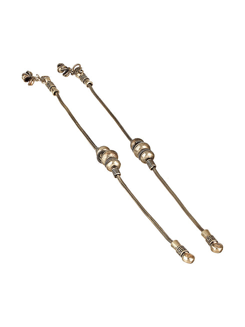 Set of 2 Silver Oxidised Balls Minimal Dailywear Anklet Payal