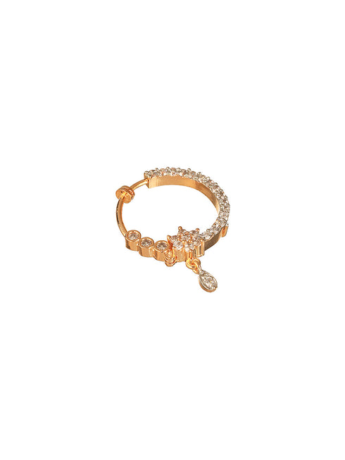 Gold Toned AD Zircon Studded Floral Designer Spring Nath