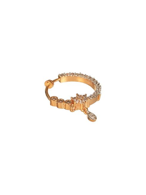 Gold Toned AD Zircon Studded Floral Designer Spring Nath