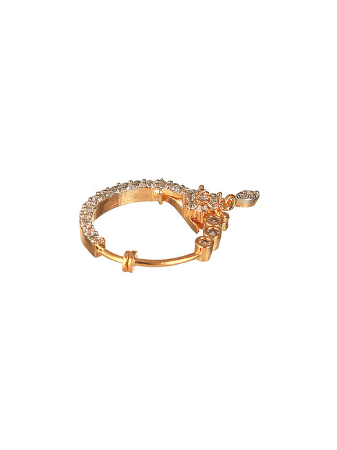 Gold Toned AD Zircon Studded Floral Designer Spring Nath