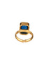Gold plated Sapphire Blue Rectangular Minimal Adjustable Finger Ring