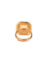 Gold Toned Off White Pearl Studded Engagement Luxe Square Adjustable Finger Rings