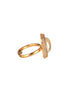 Gold Toned Off White Pearl Studded Engagement Luxe Square Adjustable Finger Rings