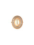 Gold Toned Off White Pearl Studded Engagement Designer Oval Adjustable Finger Rings