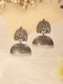 Silver Oxidised Pearl Beaded Filigree Tribal Large Jhumka Earrings