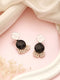 Silver Oxidised Black Stone Studded Pearl Beaded Minimal Drop earrings