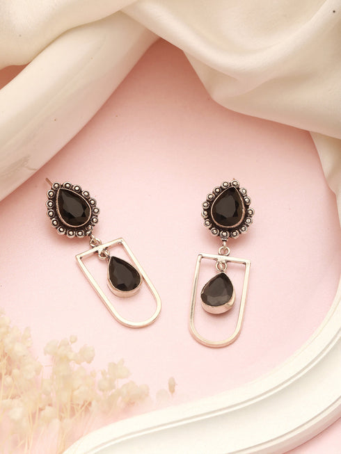 Oxidised Silver Lookalike designer Dailywear Dangling Earrings