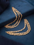 Gold Plated Temple Pearl Beaded Multilayered Matil Earchain