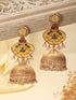 Gold Toned Pearl Beaded Fusion Statement Lightweight Designer Jhumka Earrings