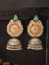Dual Toned Gold & Oxidised Pearl Beaded Designer Lightweight Large Jhumka Earrings