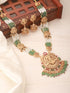 Gold Plated Green Pearl Beaded Ganesha Motif Long haram Temple Jeellery Set