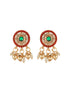 Gold Plated Green Kempo Studded Elepahant Delicate Choker Jewellery Set
