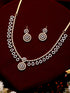 Gold Toned AD Studded Floral Drop Minimal Jewellery Set