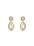 Gold Toned AD Studded Minimal Leaf Design Pendant Jewellery Set