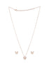 Anti-Tarnish Rose Gold Toned Faux Pearl Butterfly Minimal Chain Pendant Jewellery Set