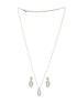 Anti-Tarnish Rhodium Plated Minimal Faux Pearl Geometric Pendant chain ewellery Set