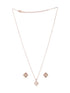 Anti-Tarnish Rose Gold Plated Faux Pearl & AD Embellished Floral Pendant ChainJewellery Set