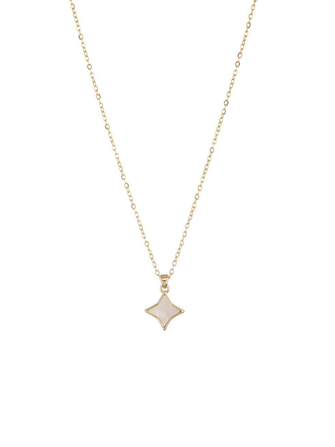Anti-Tarnish Gold Toned Faux Pearl Star Shaped Minimal Pendant Jewellery Set