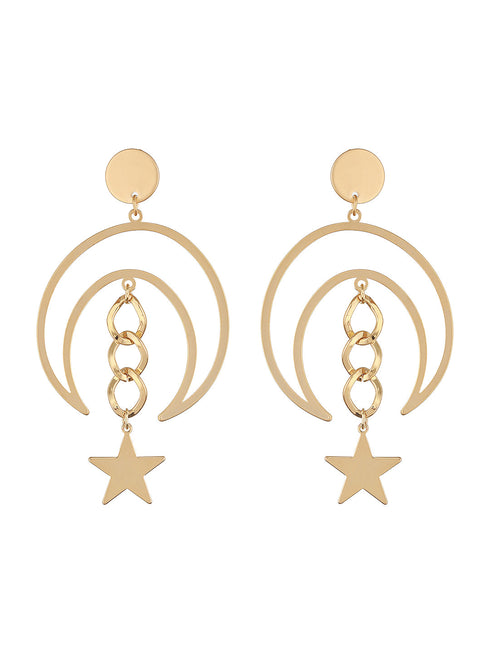 Anti-Tarnish Matt Gold Toned Chandelier Star Delicate drop earrings