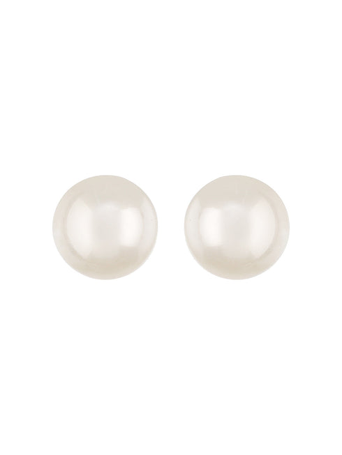 Anti-Tarnish Rhodium Toned Button Pearls Of 20mm Dailywear Studds Earrings