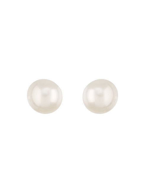 Anti-Tarnish Rhodium Toned Button Pearls Of 16mm Dailywear Studds Earrings