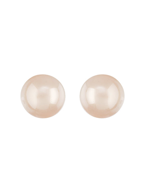Anti-Tarnish Rose Toned Round Button Pearl Of 20mm Studds Earrings