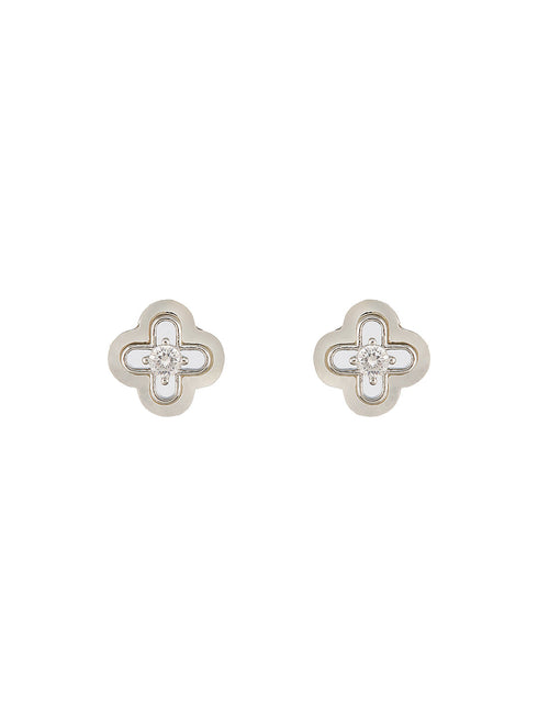 Anti-Tarnish Rhodium Plated AD Studded Minimal Floral Pendant Jewellery Set