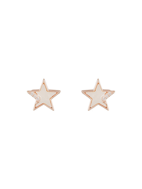 Anti-Tarnish Rose Gold Plated AD Studded Minimal Star Pendant jewellery Set