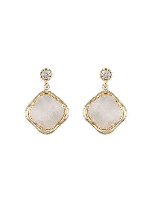Anti-Tarnish Gold Plated Faux Pearl Minimal Geometric Pendant Chain Jewellery Set