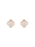 Anti-Tarnish Rose Gold Plated Faux Pearl & AD Embellished Floral Pendant ChainJewellery Set