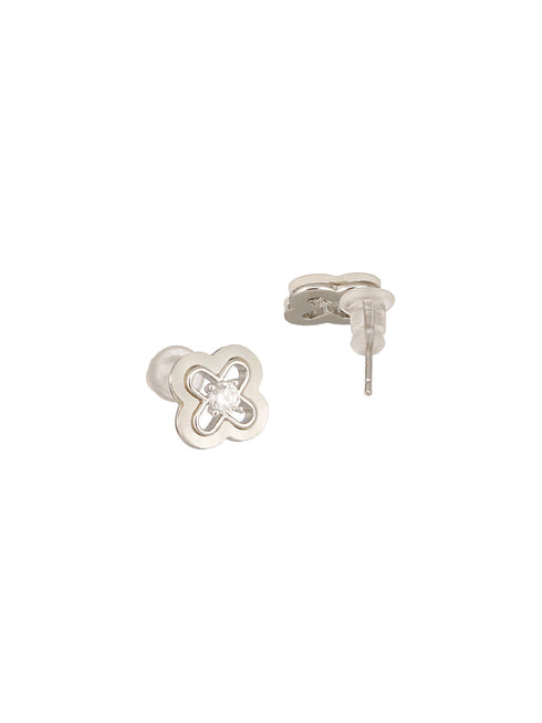 Anti-Tarnish Rhodium Plated AD Studded Minimal Floral Pendant Jewellery Set