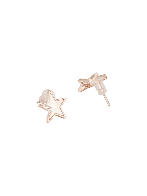 Anti-Tarnish Rose Gold Plated AD Studded Minimal Star Pendant jewellery Set