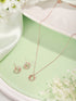 Anti-Tarnish Rose Gold Plated AD Studded Minimal Circular Floral Pendant Jewellery Set