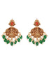 Gold Polish Red Coral Studded Lakshmiji Temple Necklace Jewellery Set