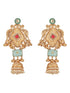 Gold Toned Kundan Studded Lightweight Bird Motif Statement Bridal Jhumka Earrings