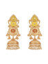 Gold Toned Yellow Stone & Kundan Lightweight Statement Large Jhumka Earrings