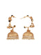 Gold Toned Blue Stone Studded Statement Ghungroo Hoop Jhumka Earrings