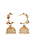 Gold Toned Blue Stone Studded Statement Ghungroo Hoop Jhumka Earrings